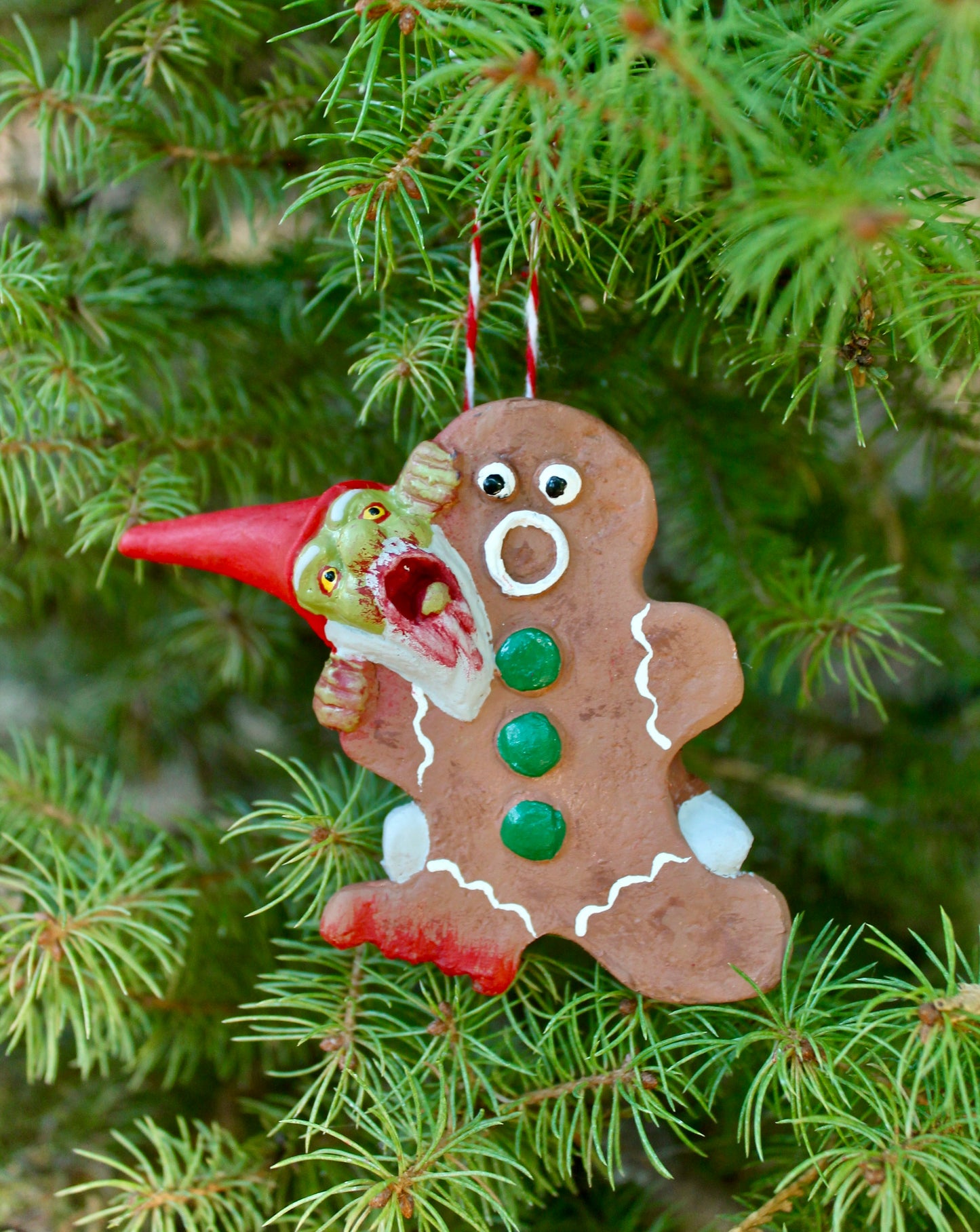 Ginger-Dead Men - Missing Foot with Zombie Gnome (Christmas Ornament)